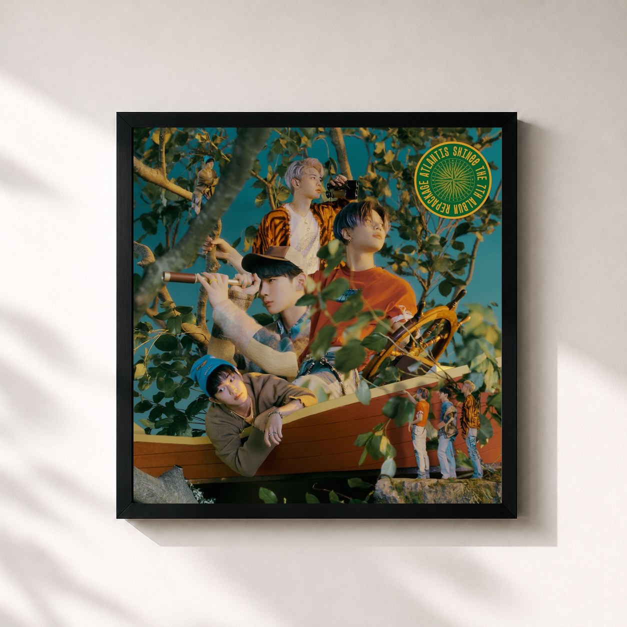 #noir Tableau carré de l'album Atlantis - The 7th Album Repackage de SHINee, cadre noir 32x32 cm