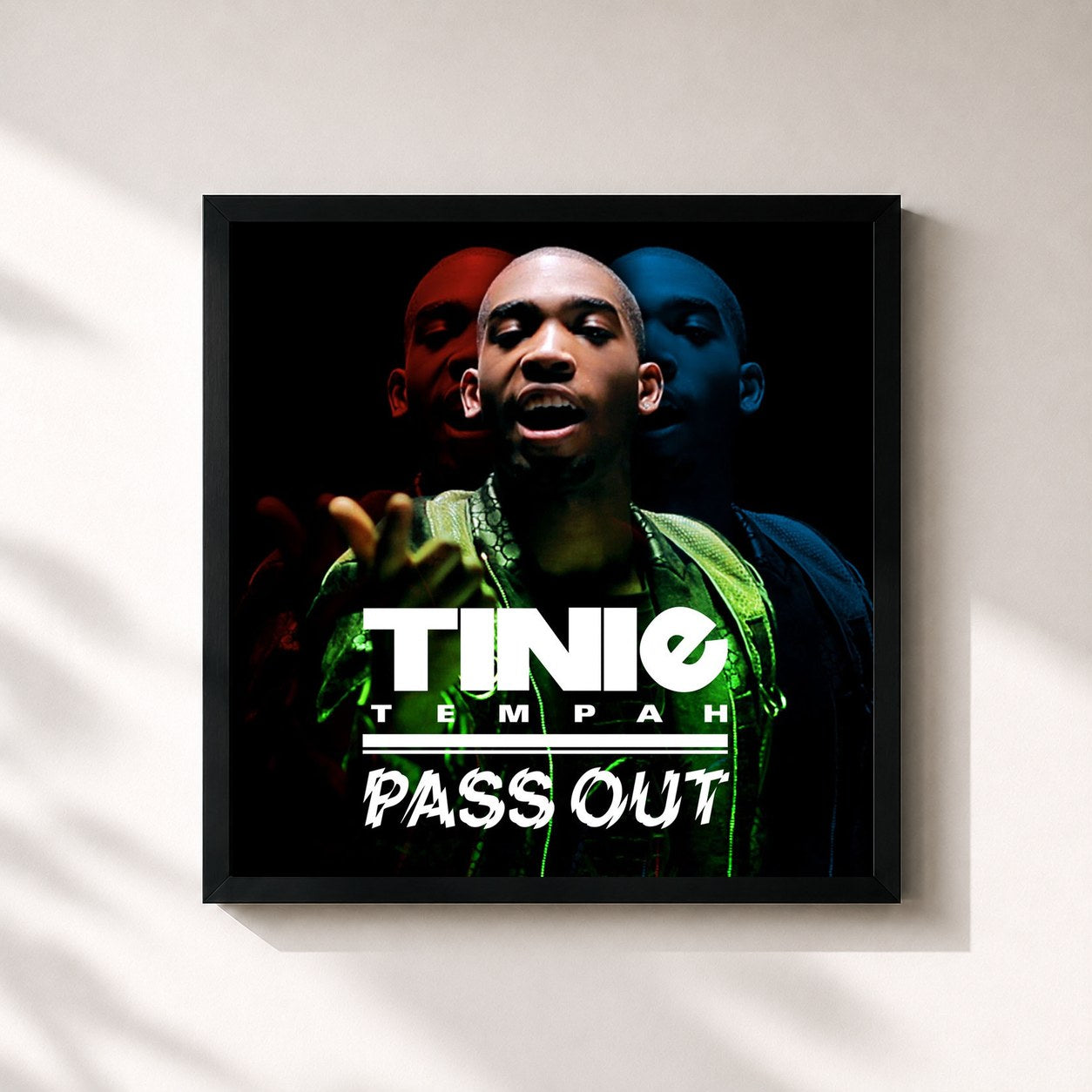 #noir Tableau carré de l'album Pass Out de Tinie Tempah, cadre noir 32x32 cm