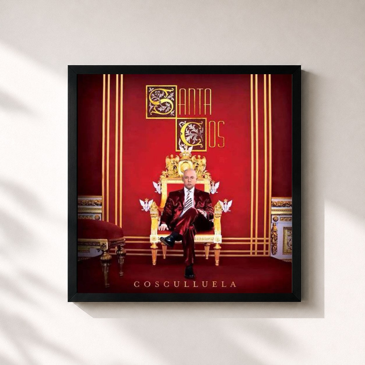 #noir Tableau carré de l'album Santa Cos de Cosculluela, cadre noir 32x32 cm