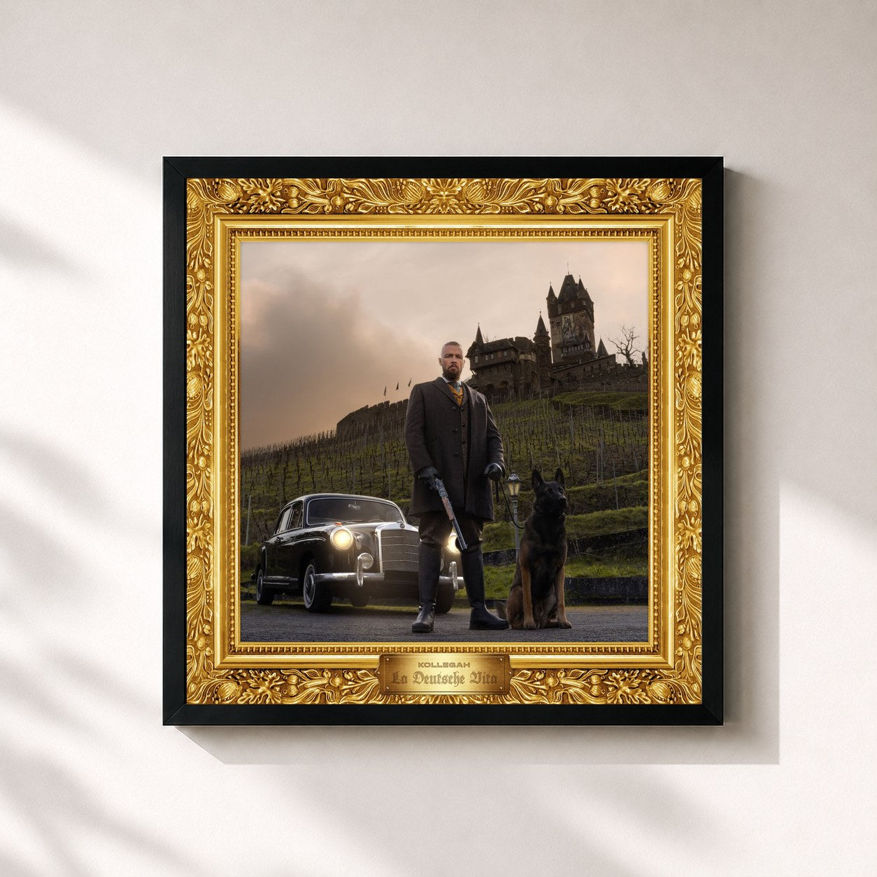 #noir Tableau carré de l'album LA DEUTSCHE VITA de Kollegah, cadre noir 32x32 cm