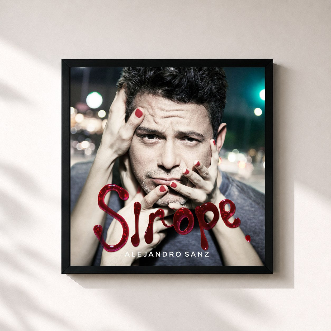 #noir Tableau carré de l'album Sirope de Alejandro Sanz, cadre noir 32x32 cm