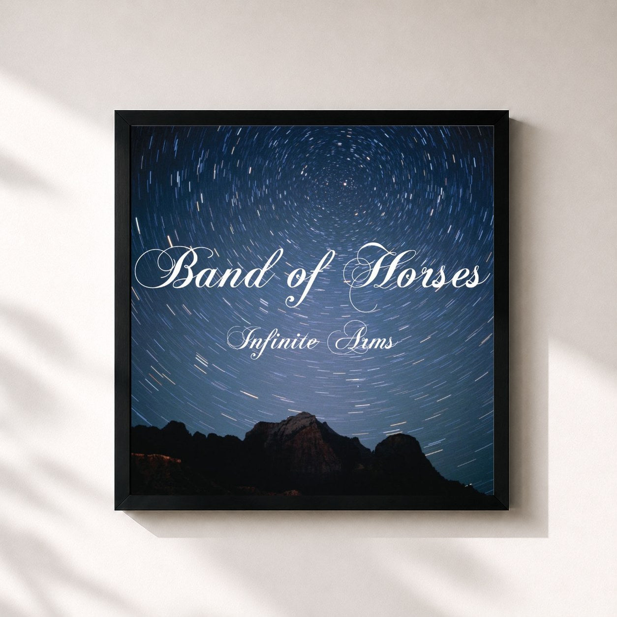 #noir Tableau carré de l'album Infinite Arms de Band of Horses, cadre noir 32x32 cm
