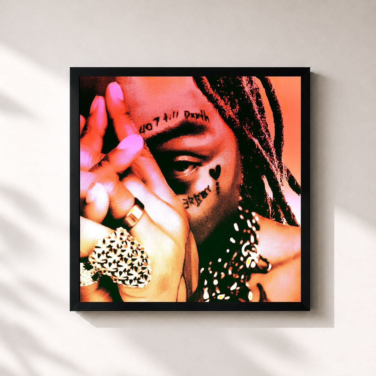#noir Tableau carré de l'album Heart Full of Rage 2 de Tyla Yaweh, cadre noir 32x32 cm