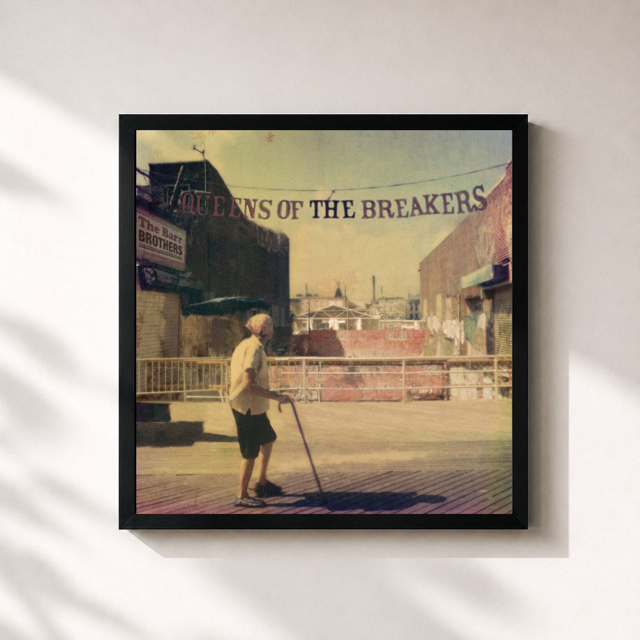 #noir Tableau carré de l'album Queens of the Breakers de The Barr Brothers, cadre noir 32x32 cm