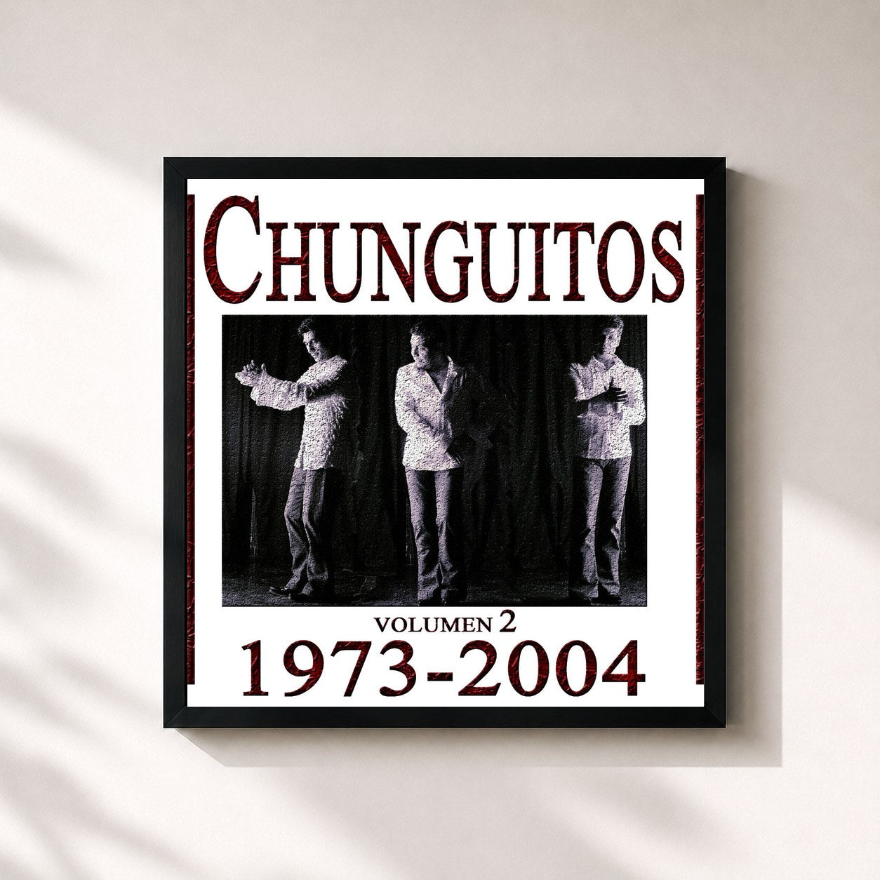 #noir Tableau carré de l'album Los Chunguitos 1973-2004, Vol. 2 de Los Chunguitos, cadre noir 32x32 cm