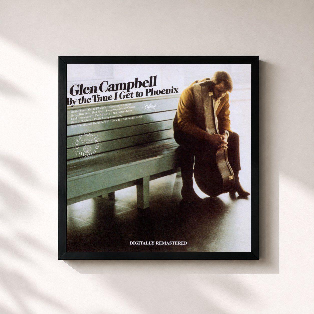 #noir Tableau carré de l'album By The Time I Get To Phoenix (Remastered) de Glen Campbell, cadre noir 32x32 cm