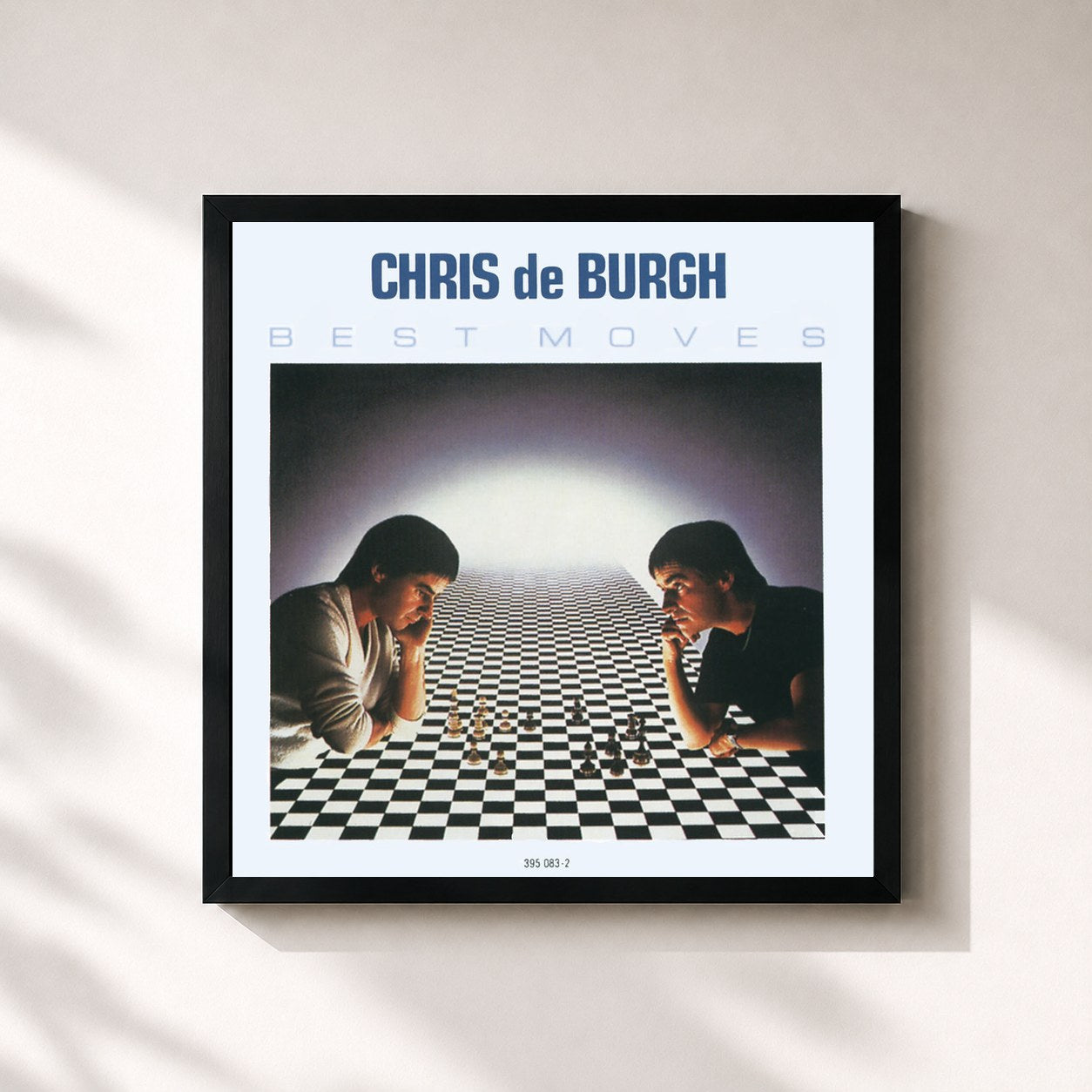 #noir Tableau carré de l'album Best Moves de Chris de Burgh, cadre noir 32x32 cm