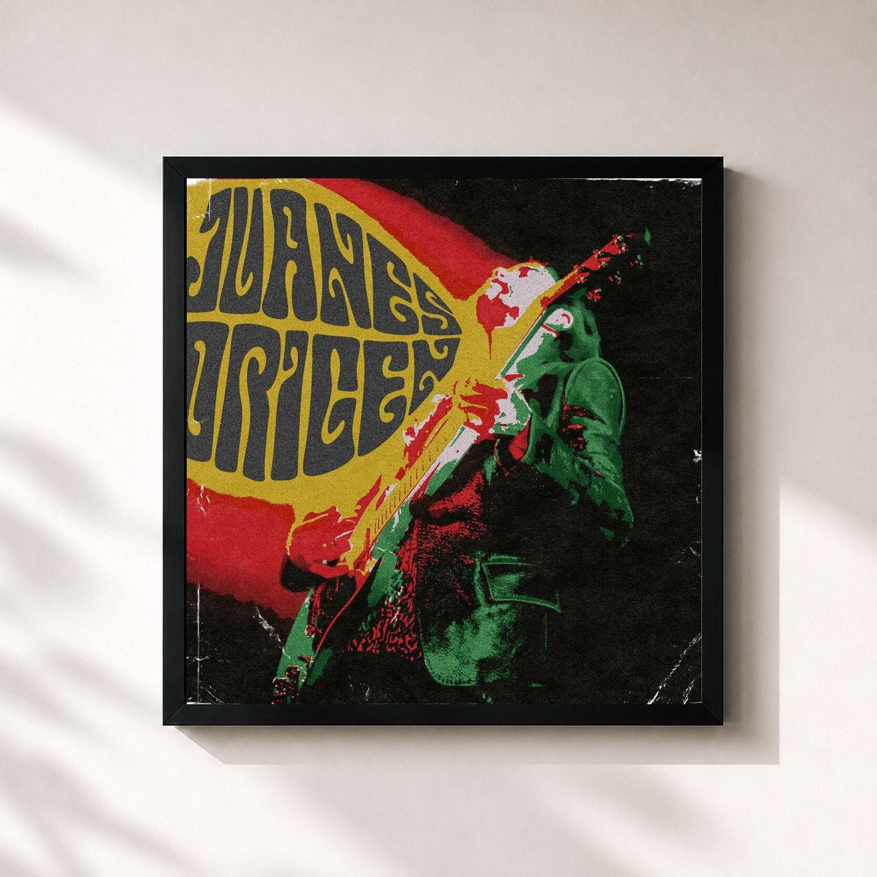 #noir Tableau carré de l'album Origen de Juanes, cadre noir 32x32 cm
