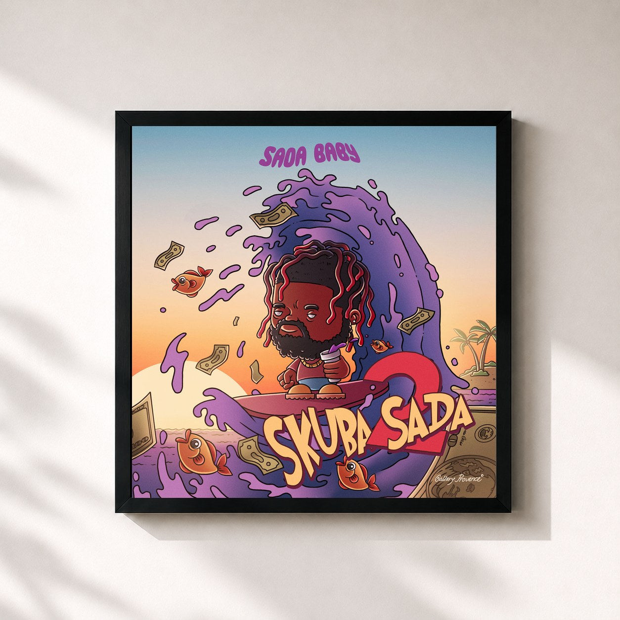 #noir Tableau carré de l'album Skuba Sada 2 de Sada Baby, cadre noir 32x32 cm