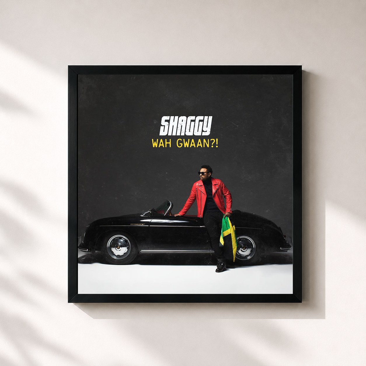 #noir Tableau carré de l'album Wah Gwaan?! de Shaggy, cadre noir 32x32 cm