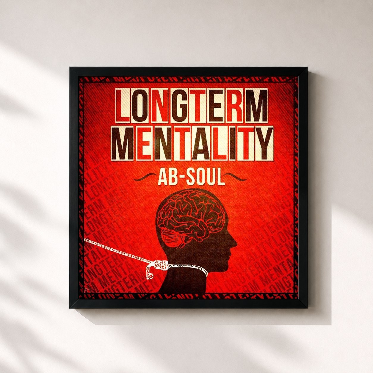 #noir Tableau carré de l'album Longterm Mentality de Ab-Soul, cadre noir 32x32 cm