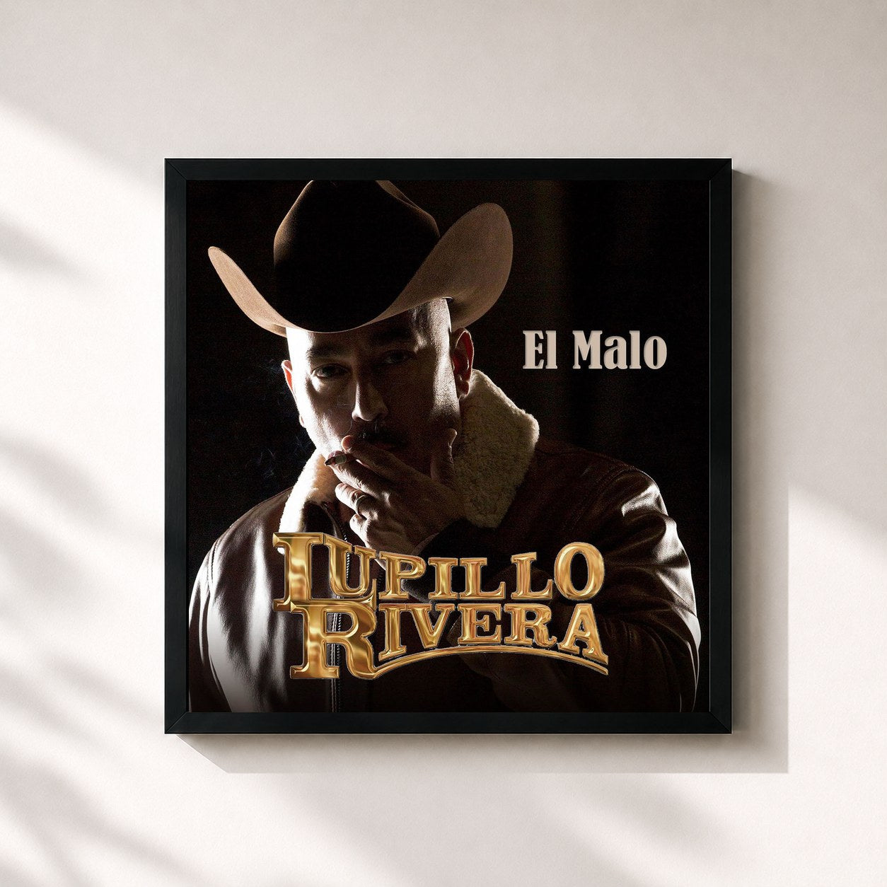 #noir Tableau carré de l'album El Malo de Lupillo Rivera, cadre noir 32x32 cm