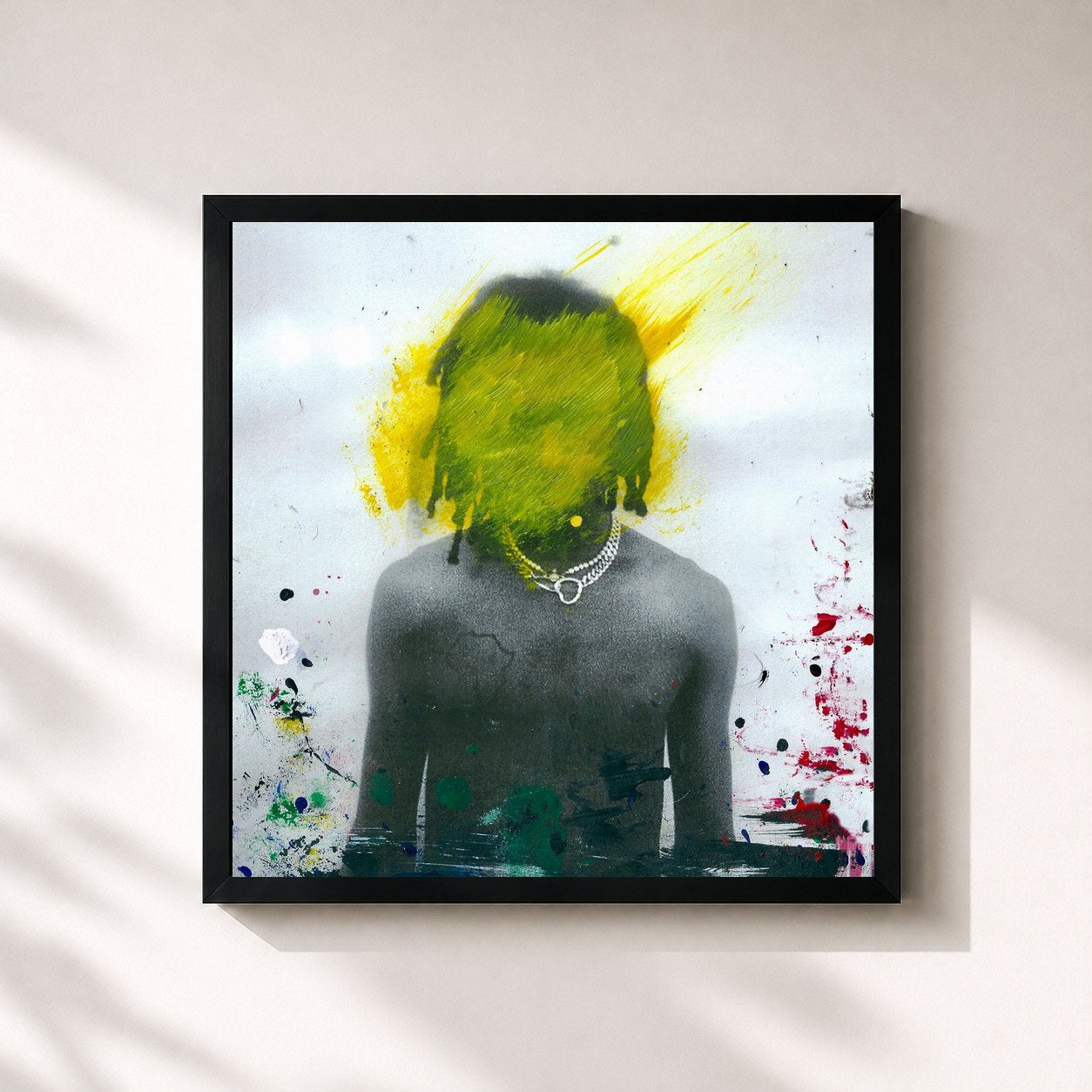 #noir Tableau carré de l'album Will You Be My Yellow? de Bakar, cadre noir 32x32 cm
