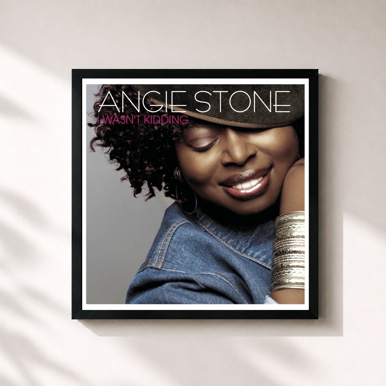 #noir Tableau carré de l'album Dance Vault Mixes - I Wasn't Kidding de Angie Stone, cadre noir 32x32 cm