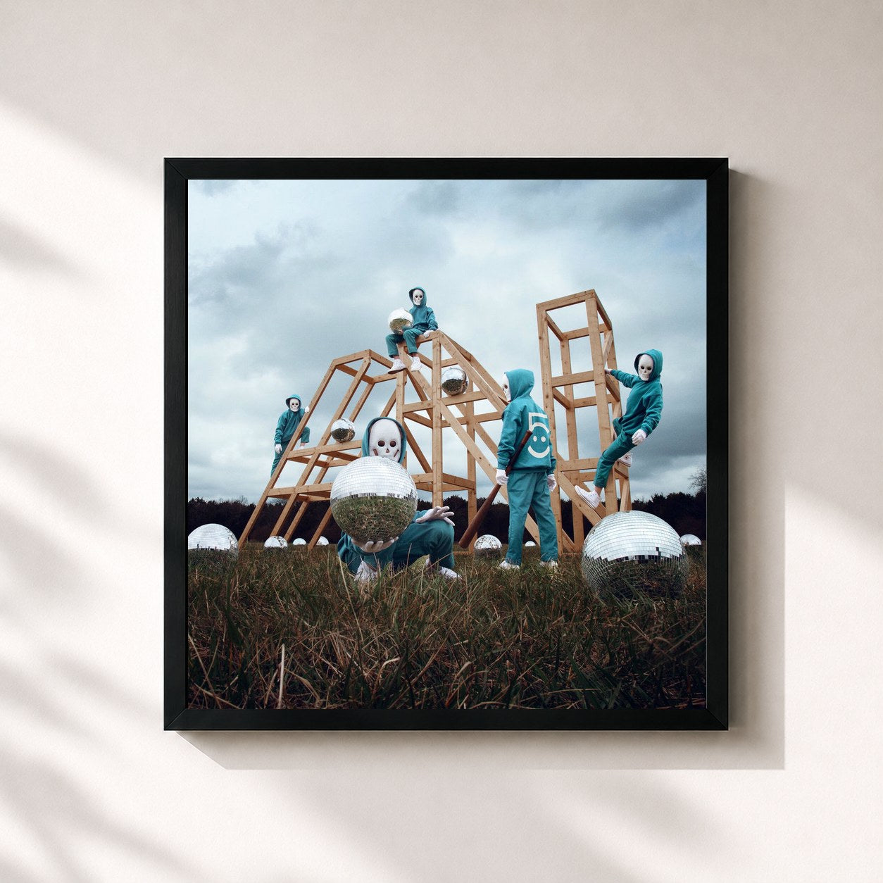 #noir Tableau carré de l'album The Phantom Five de AWOLNATION, cadre noir 32x32 cm