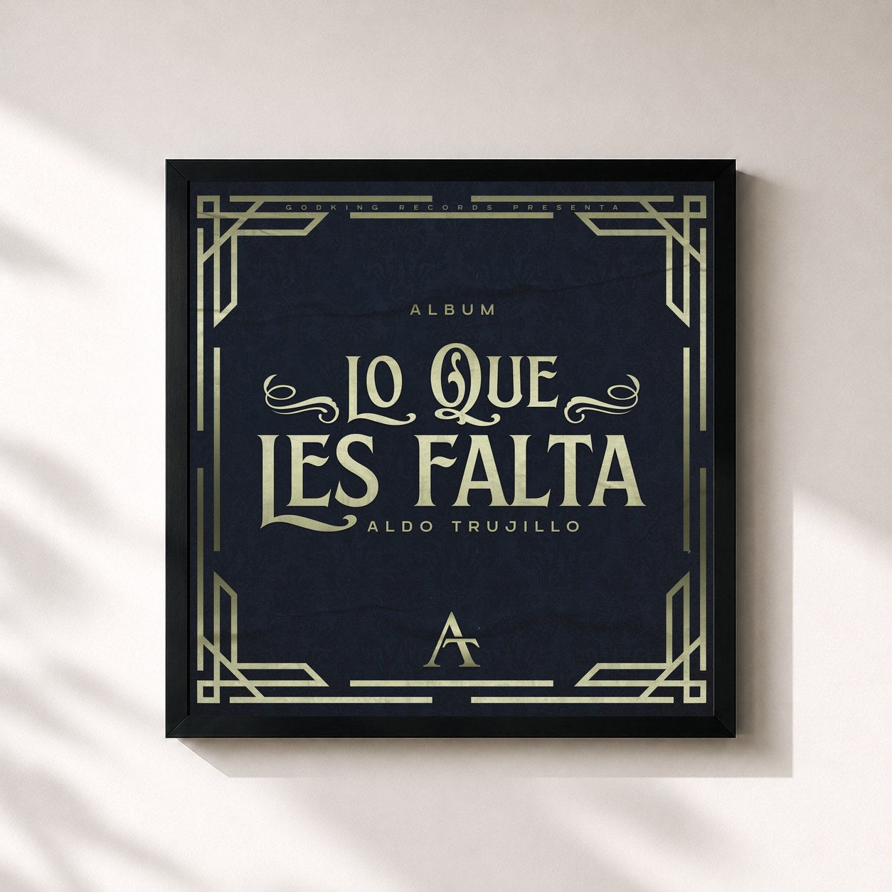 #noir Tableau carré de l'album Lo Que Les Falta de Aldo Trujillo, cadre noir 32x32 cm