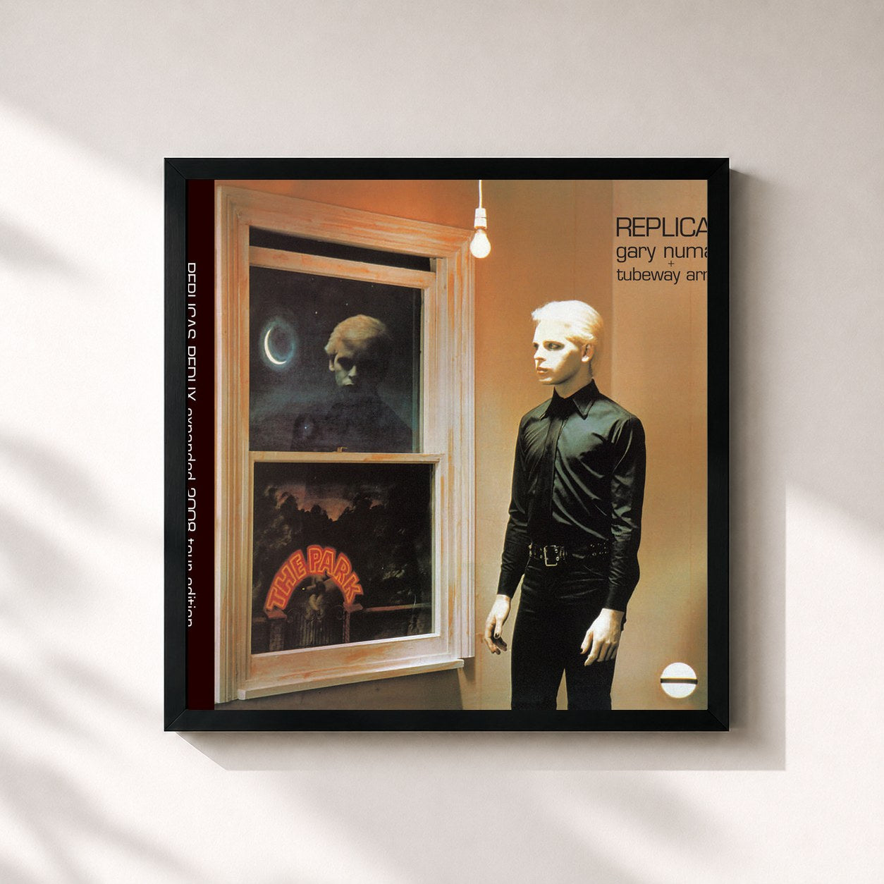 #noir Tableau carré de l'album Replicas Redux de Gary Numan, cadre noir 32x32 cm