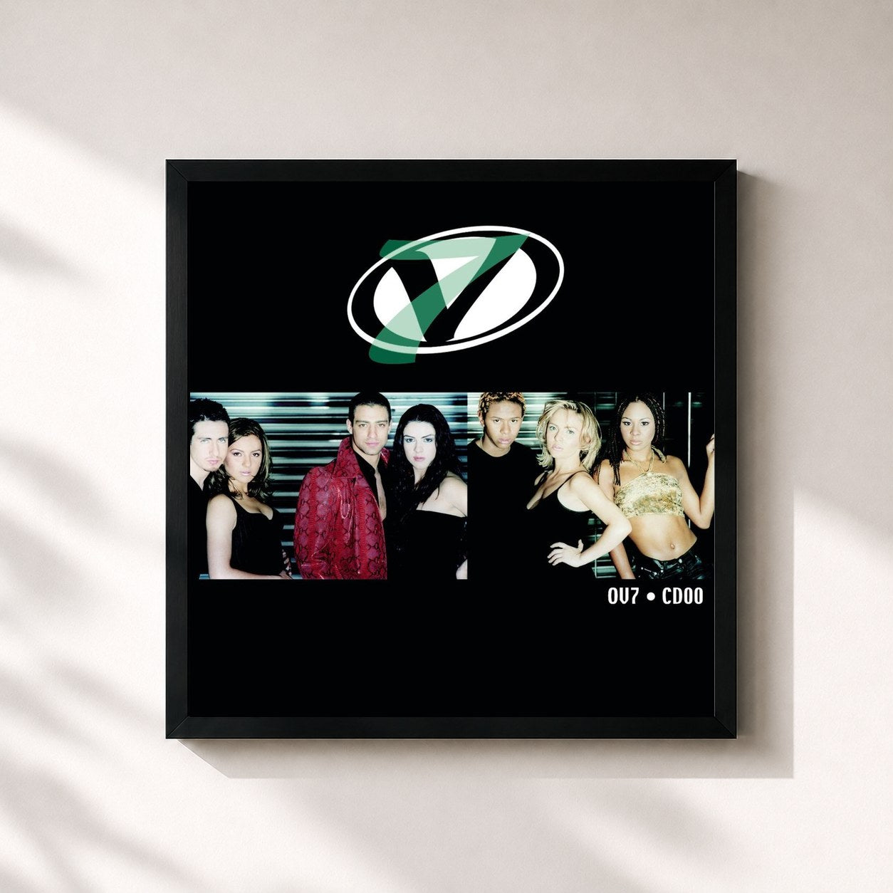 #noir Tableau carré de l'album CD00 de OV7, cadre noir 32x32 cm