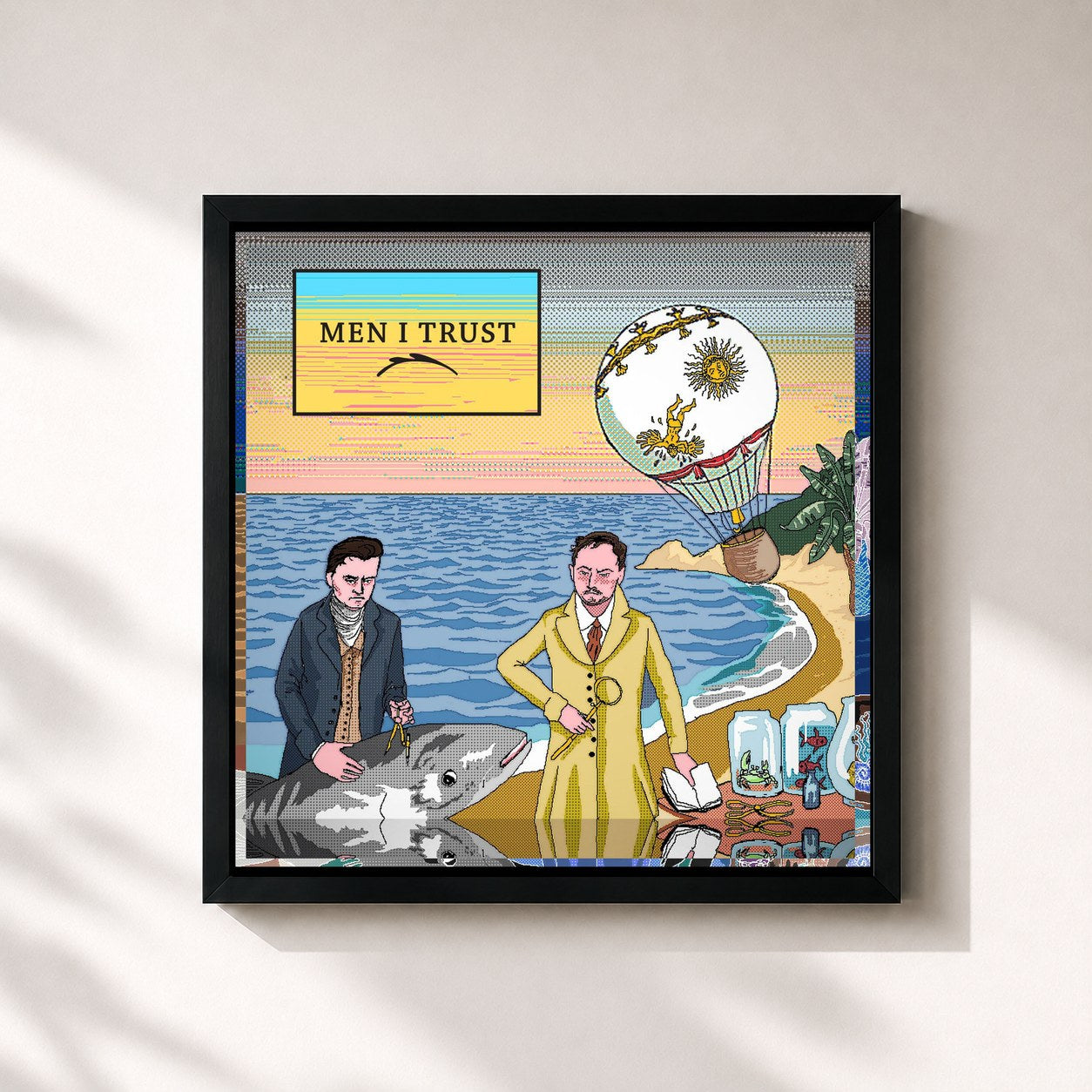 #noir Tableau carré de l'album Men I Trust de Men I Trust, cadre noir 32x32 cm