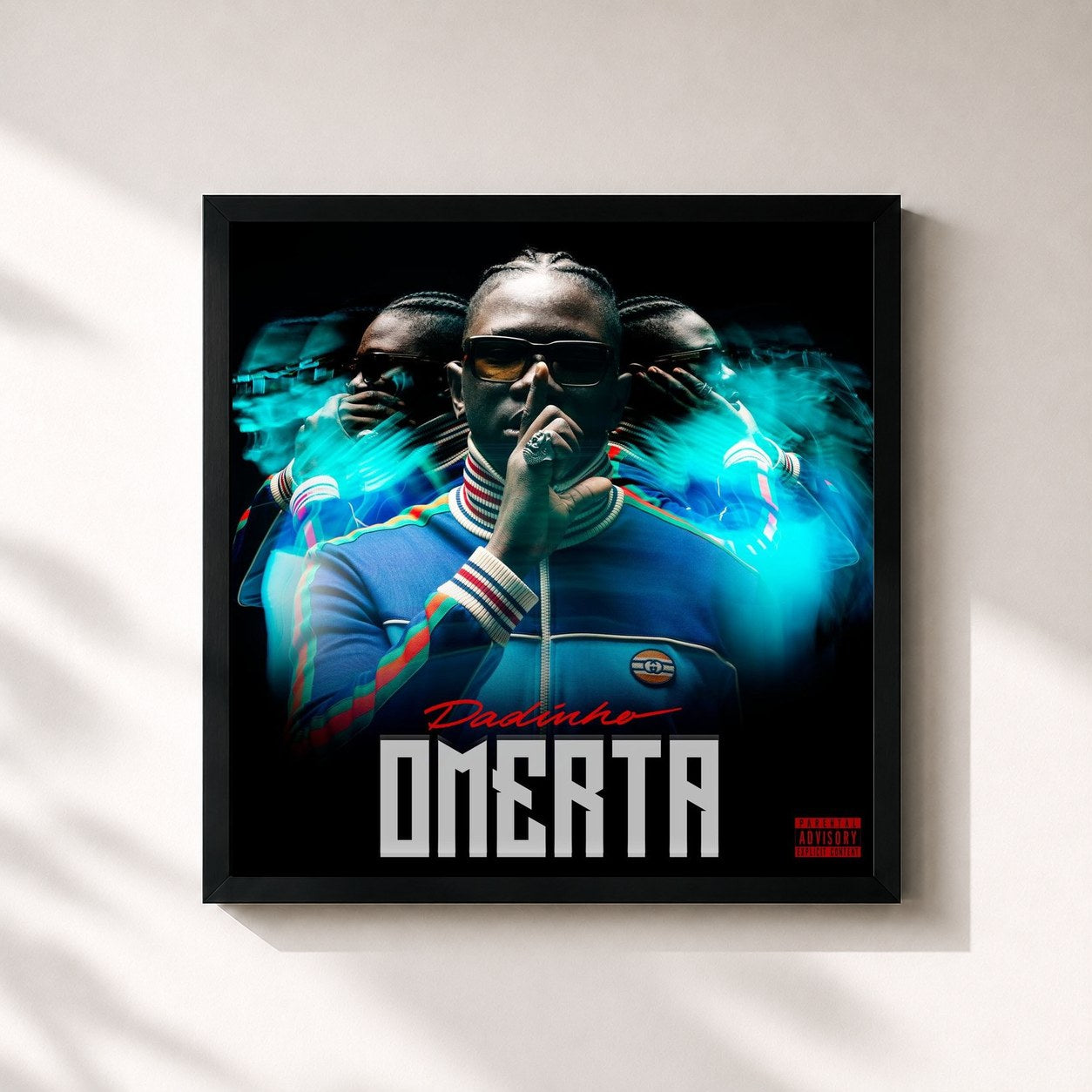 #noir Tableau carré de l'album Omerta de Dadinho, cadre noir 32x32 cm