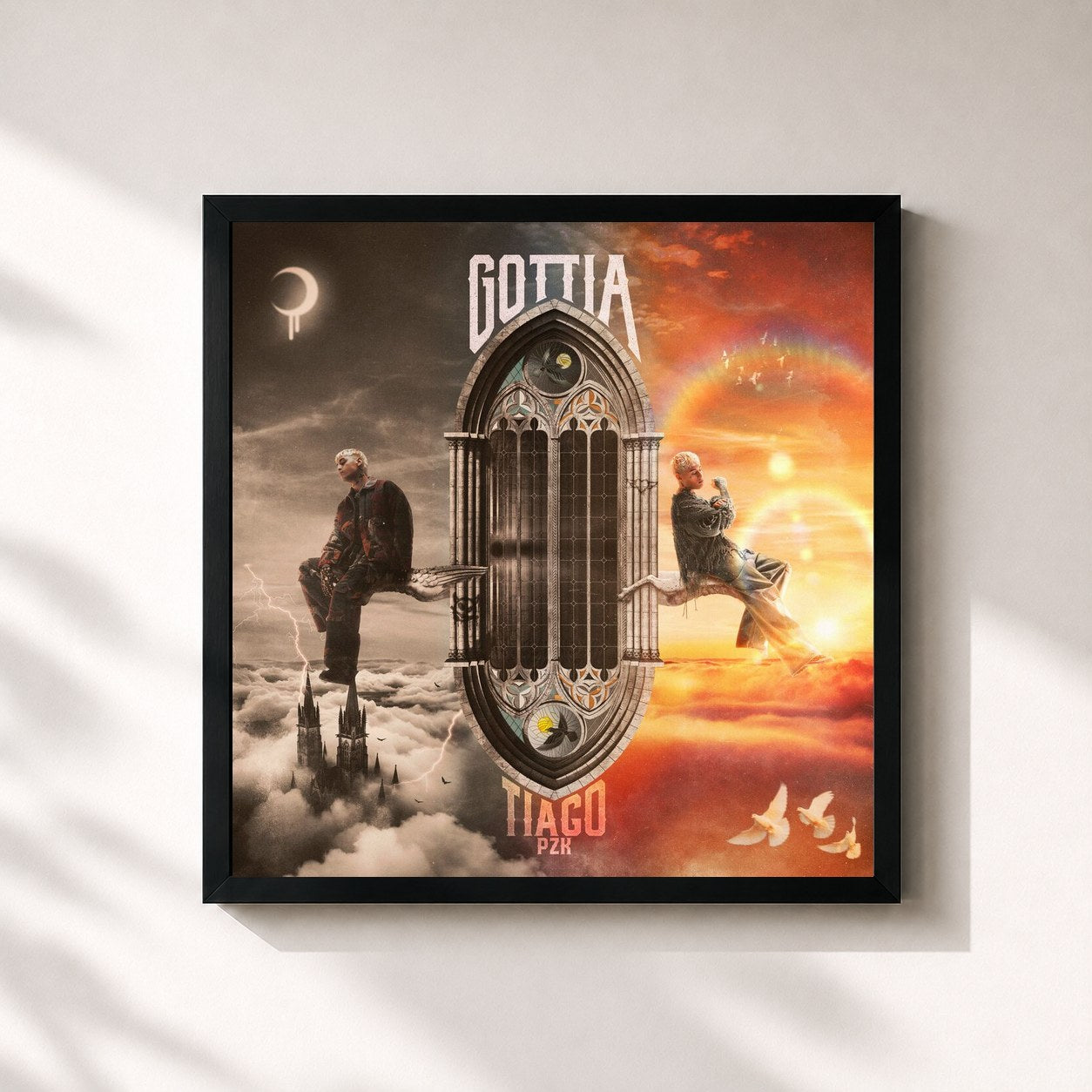 #noir Tableau carré de l'album GOTTI A de Tiago PZK, cadre noir 32x32 cm