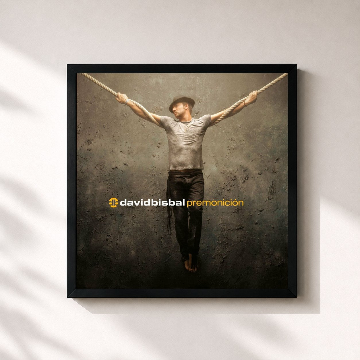 #noir Tableau carré de l'album Premonición de David Bisbal, cadre noir 32x32 cm