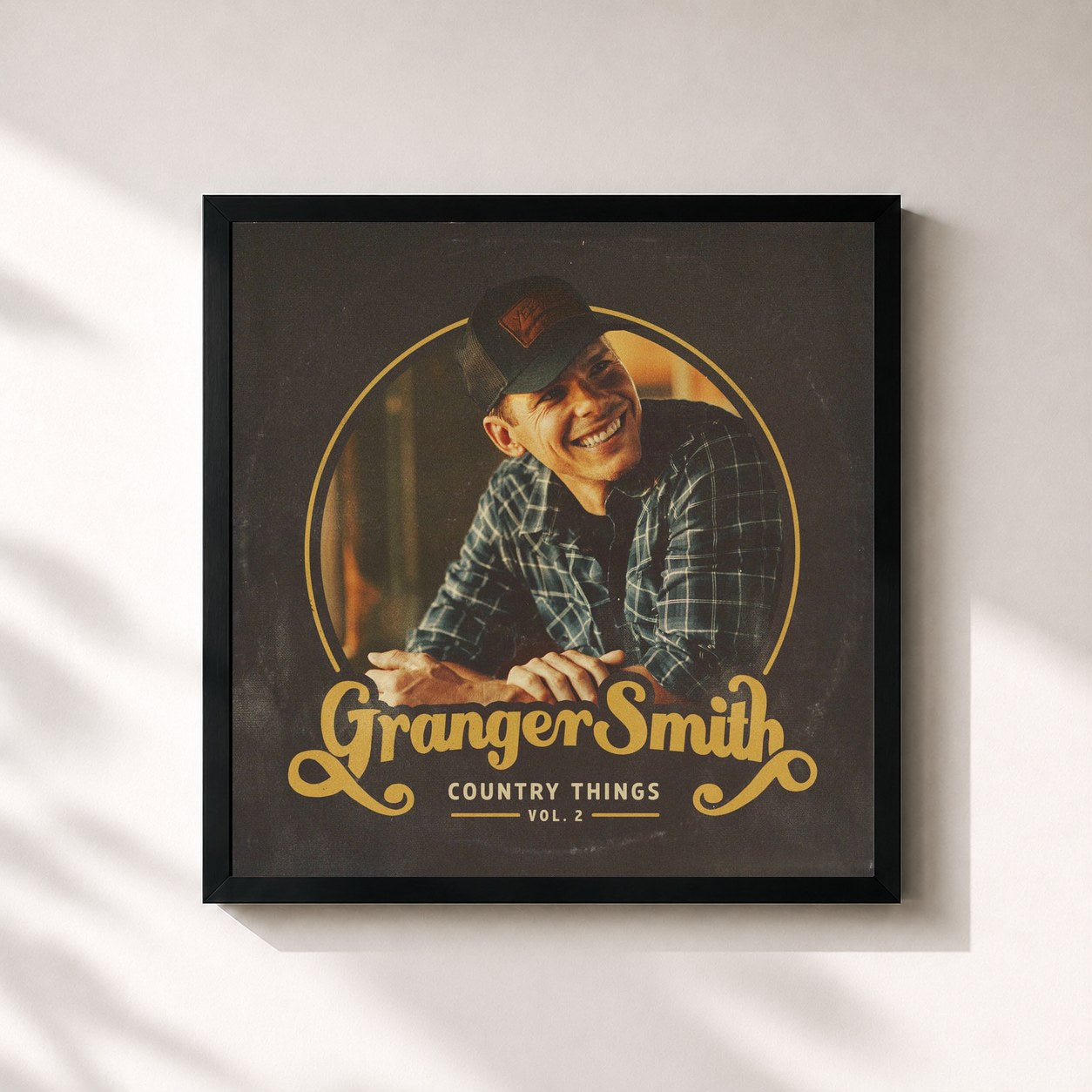 #noir Tableau carré de l'album Country Things, Vol. 2 de Granger Smith, cadre noir 32x32 cm