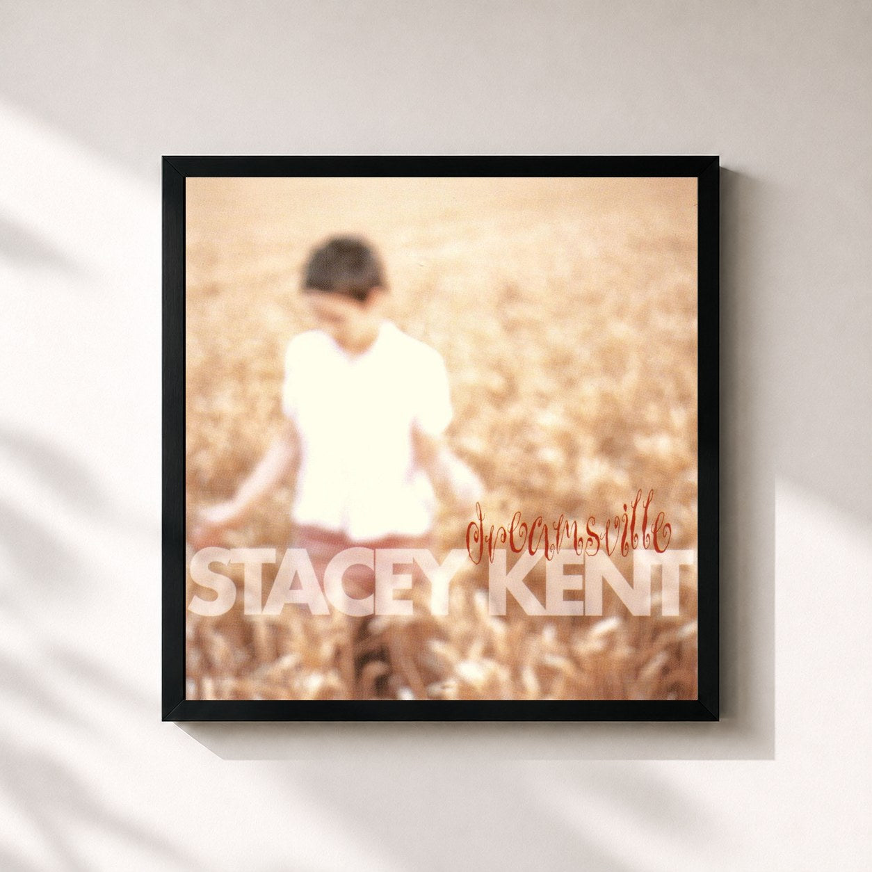 #noir Tableau carré de l'album Dreamsville de Stacey Kent, cadre noir 32x32 cm