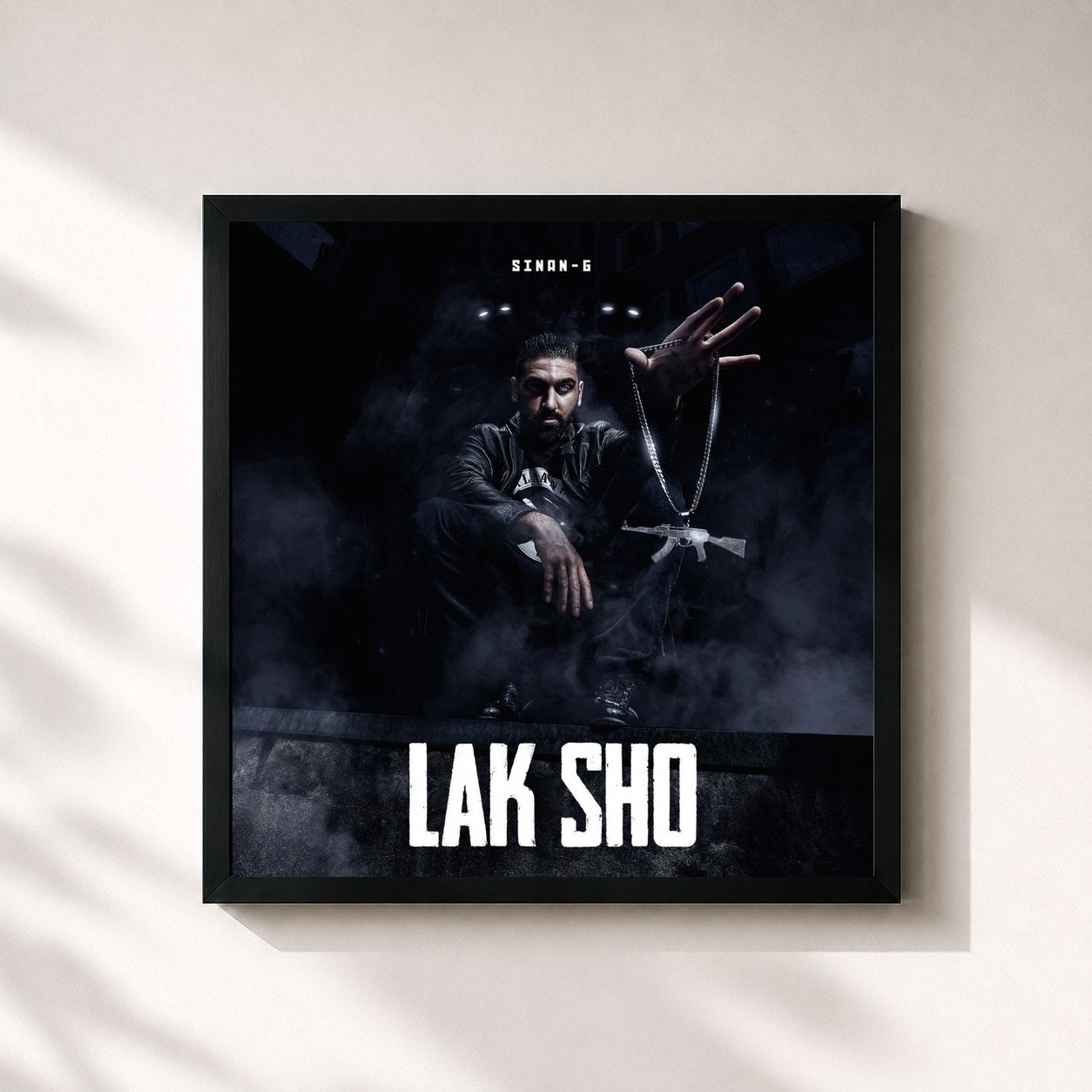 #noir Tableau carré de l'album Lak Sho de Sinan-G, cadre noir 32x32 cm