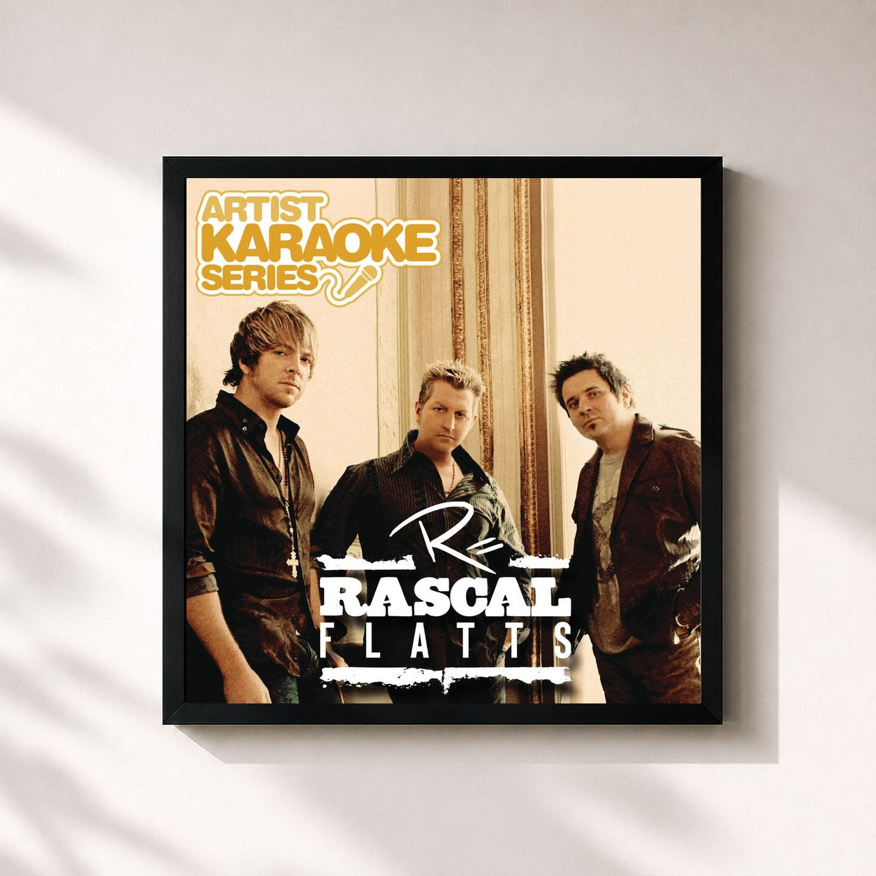 #noir Tableau carré de l'album Artist Karaoke Series: Rascal Flatts de Rascal Flatts, cadre noir 32x32 cm