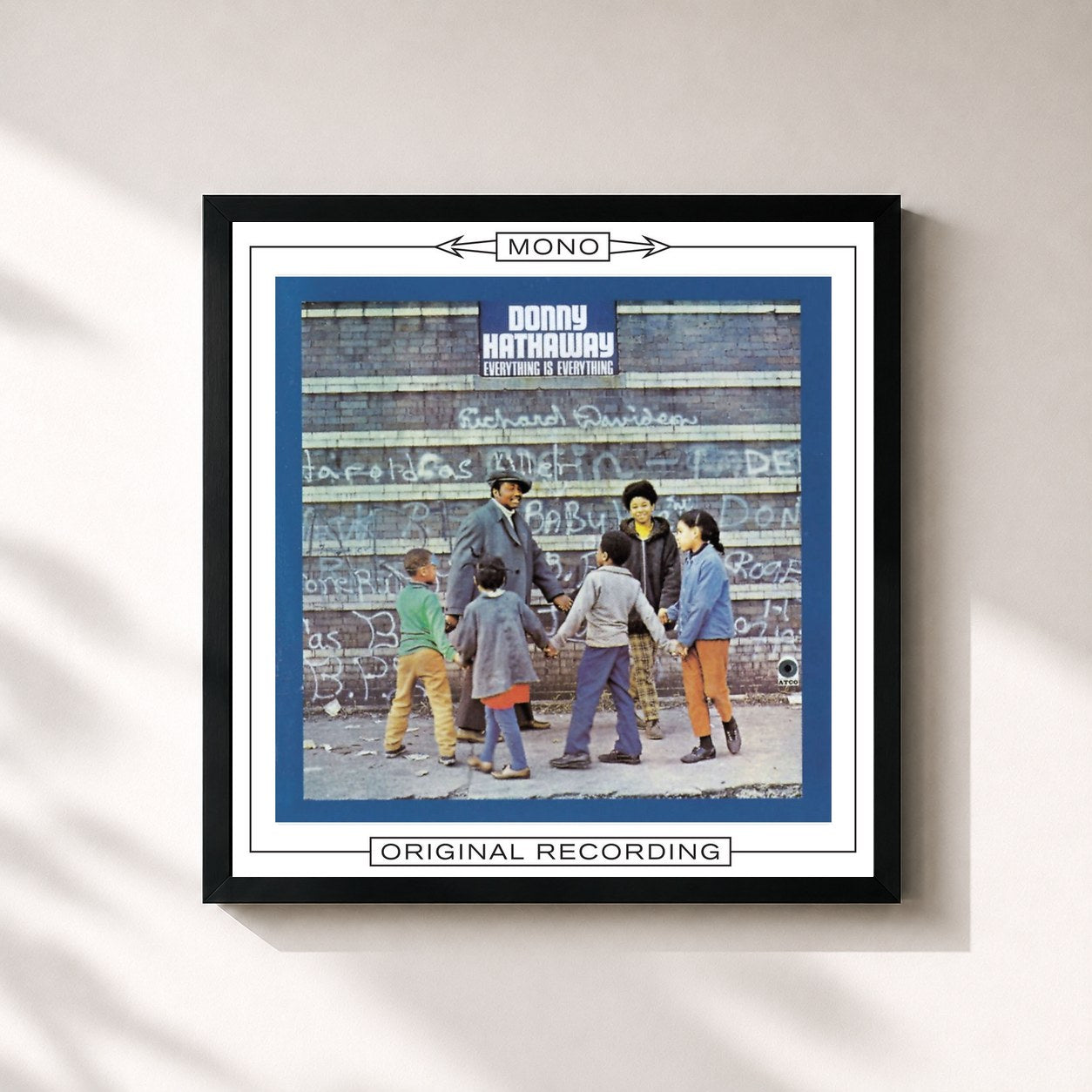 #noir Tableau carré de l'album Everything Is Everything de Donny Hathaway, cadre noir 32x32 cm