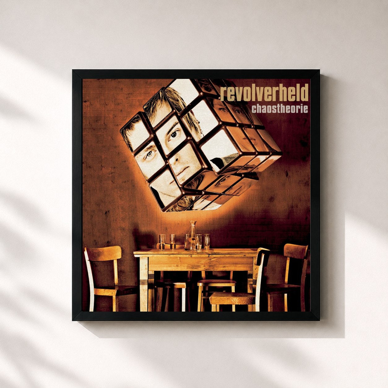 #noir Tableau carré de l'album Chaostheorie de Revolverheld, cadre noir 32x32 cm