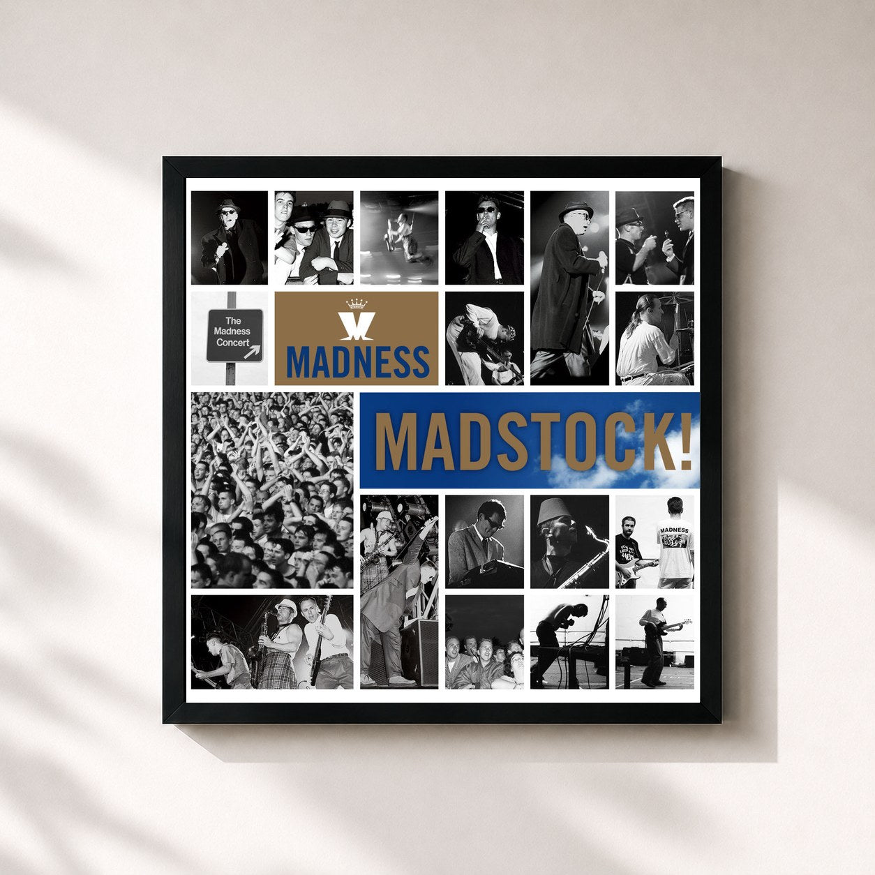 #noir Tableau carré de l'album Madstock! de Madness, cadre noir 32x32 cm