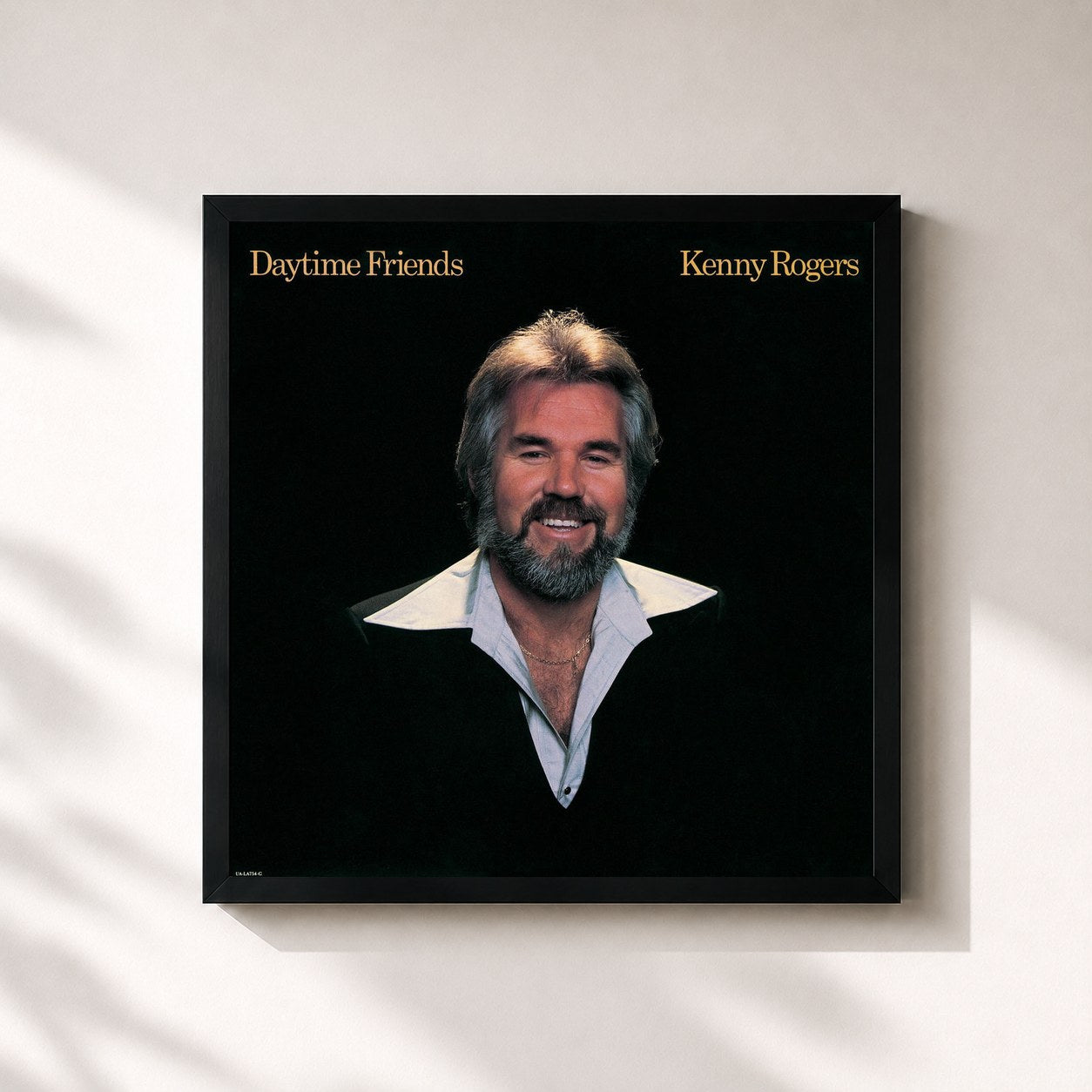 #noir Tableau carré de l'album Daytime Friends de Kenny Rogers, cadre noir 32x32 cm