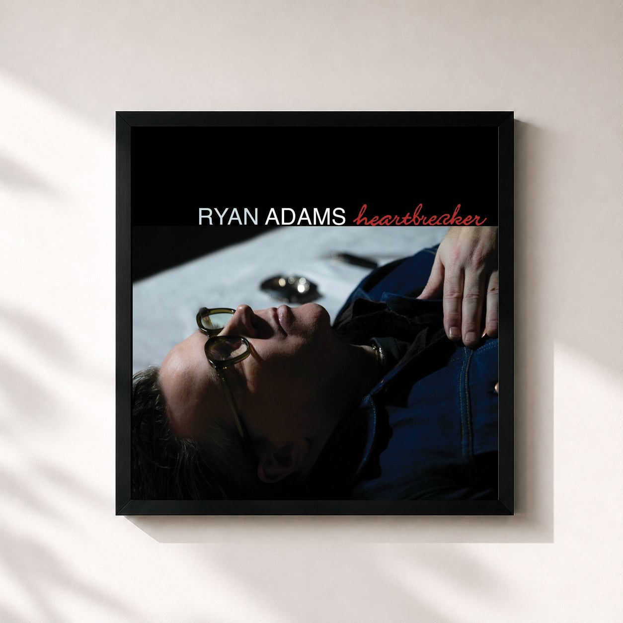 #noir Tableau carré de l'album Heartbreaker (25th Anniversary Edition) de Ryan Adams, cadre noir 32x32 cm