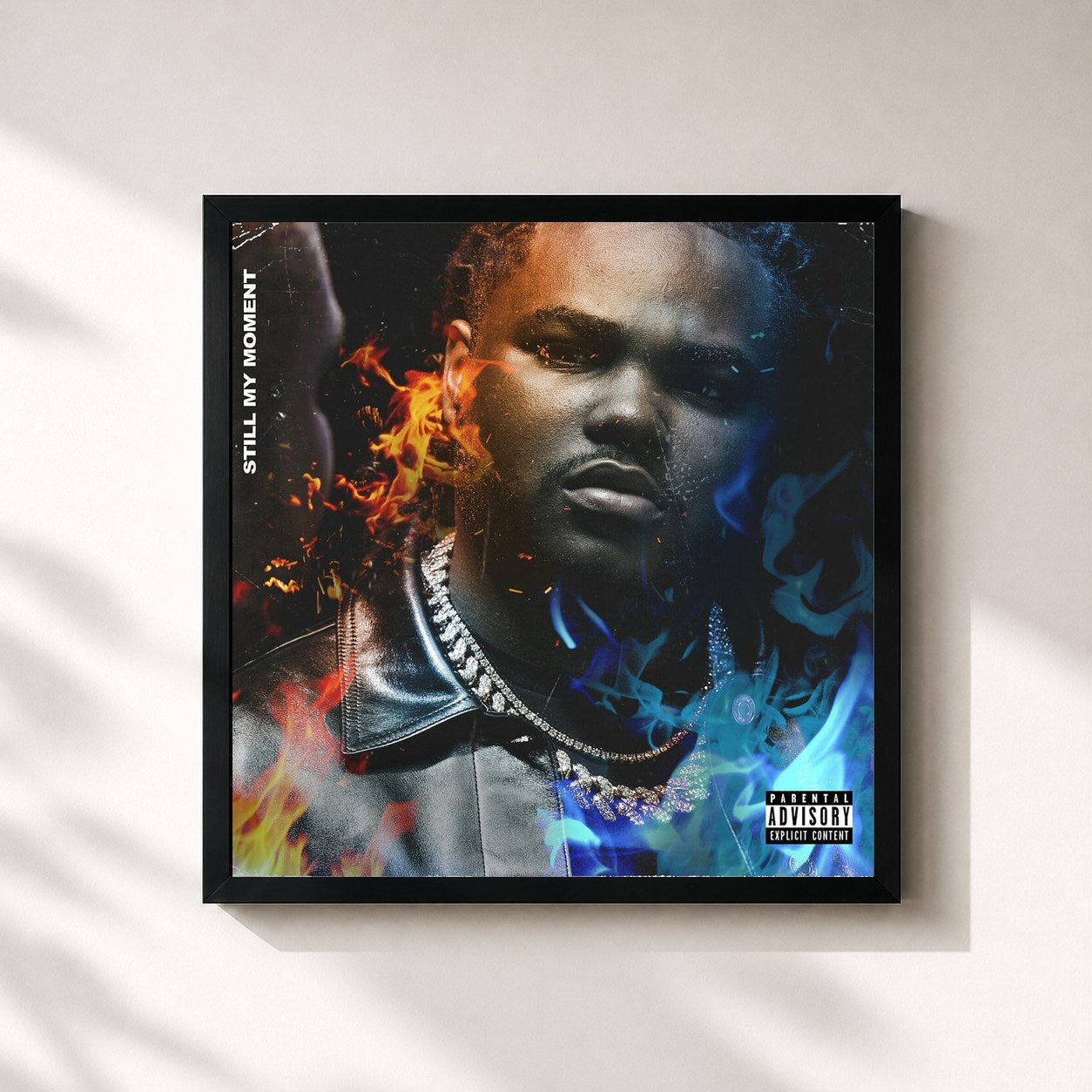 #noir Tableau carré de l'album Still My Moment de Tee Grizzley, cadre noir 32x32 cm