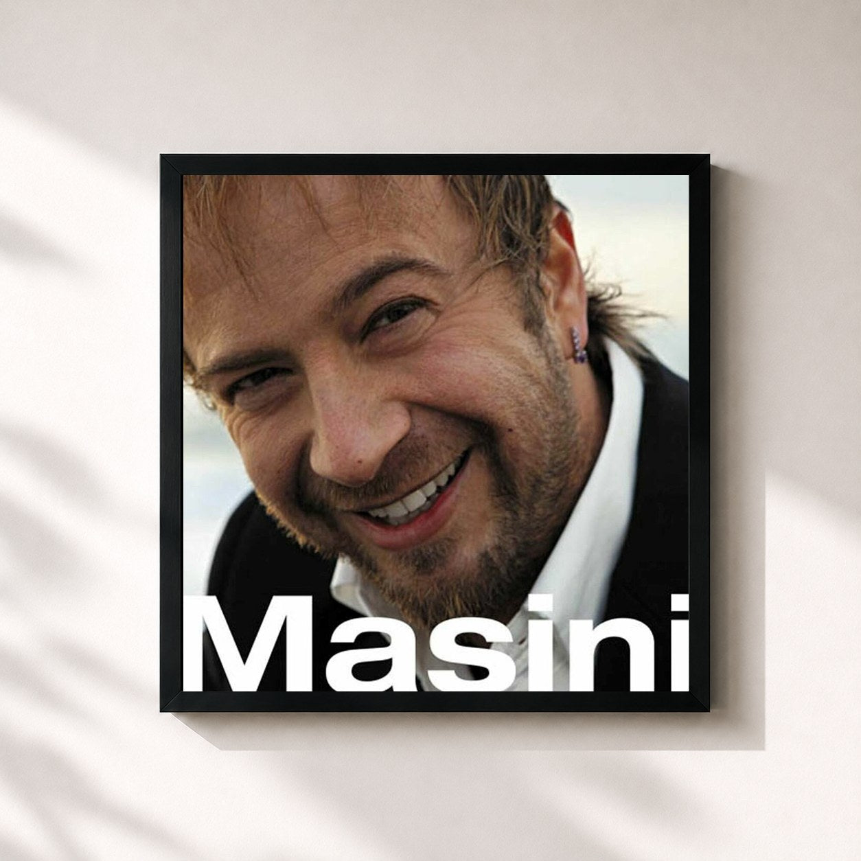 #noir Tableau carré de l'album Masini de Marco Masini, cadre noir 32x32 cm