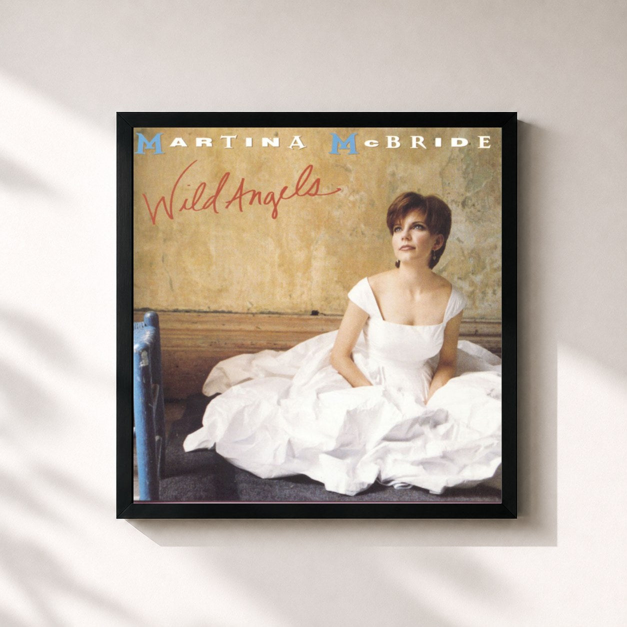 #noir Tableau carré de l'album Wild Angels de Martina McBride, cadre noir 32x32 cm