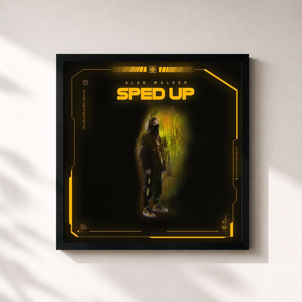 #noir Tableau carré de l'album Sped up de Alan Walker, cadre noir 32x32 cm