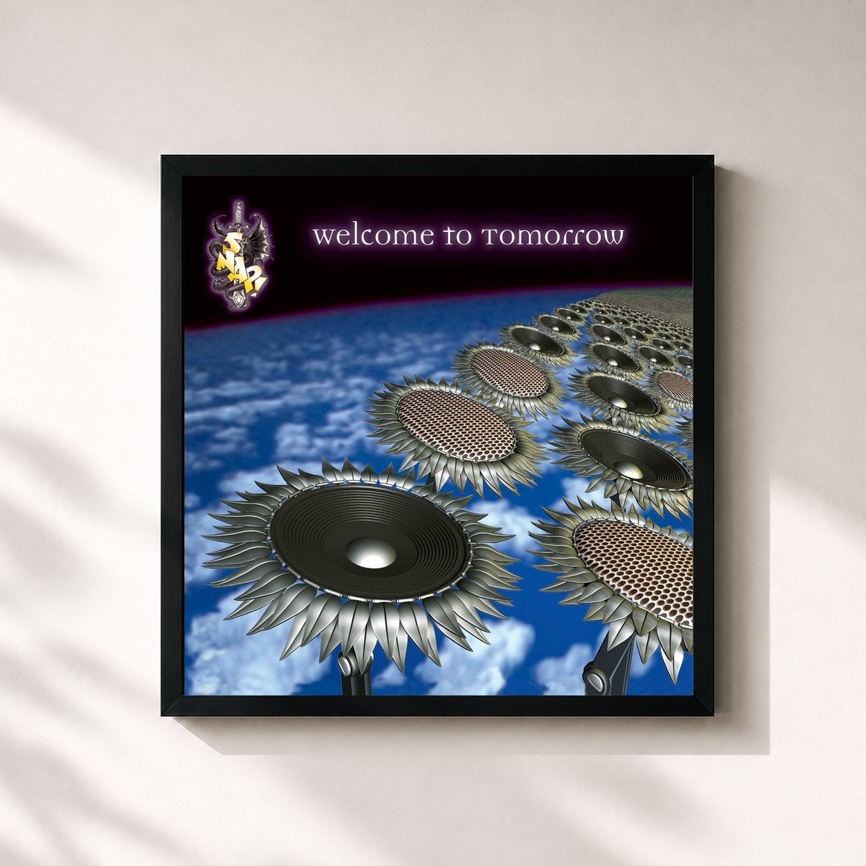 #noir Tableau carré de l'album Welcome to Tomorrow de Snap!, cadre noir 32x32 cm