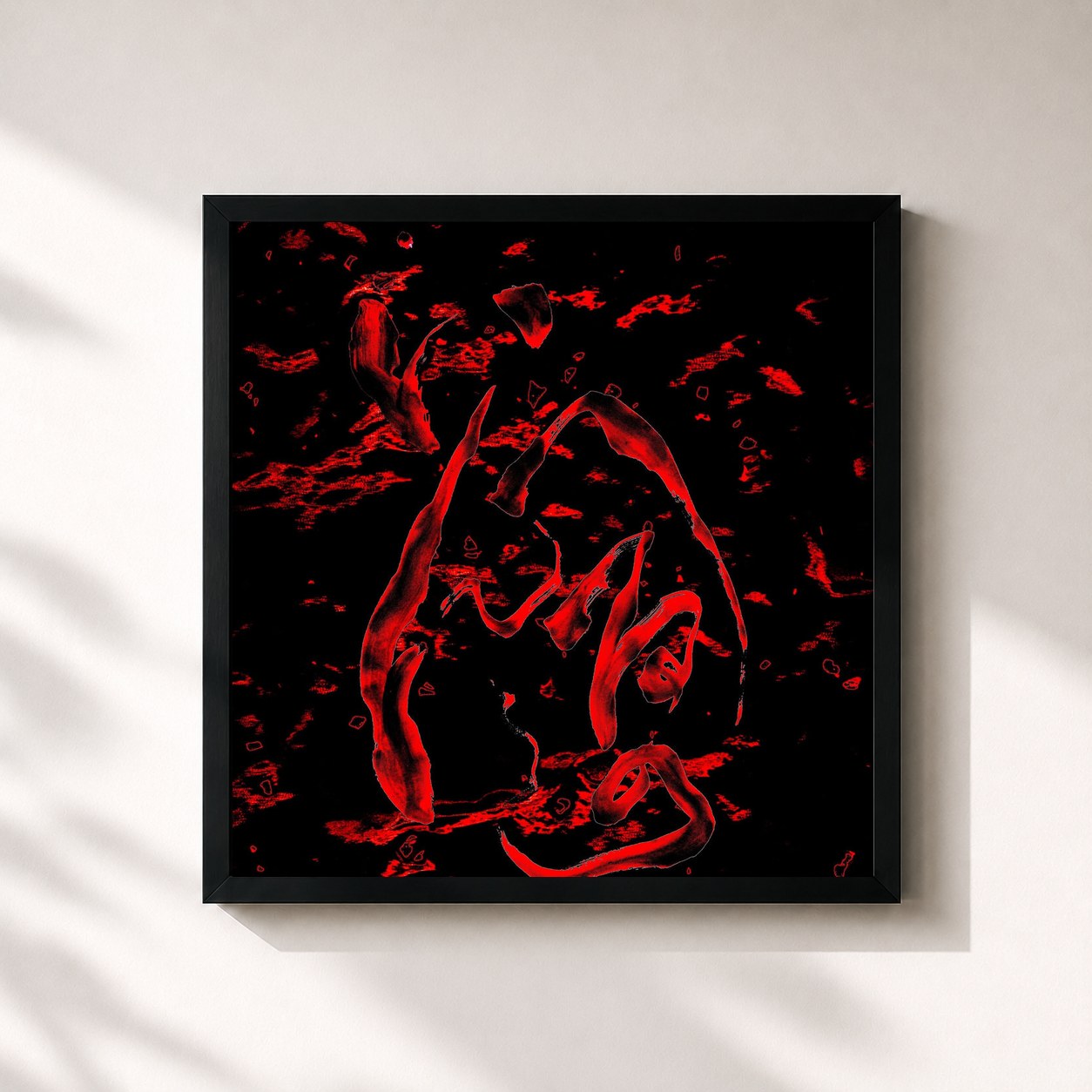 #noir Tableau carré de l'album Hell de Ghetto, cadre noir 32x32 cm