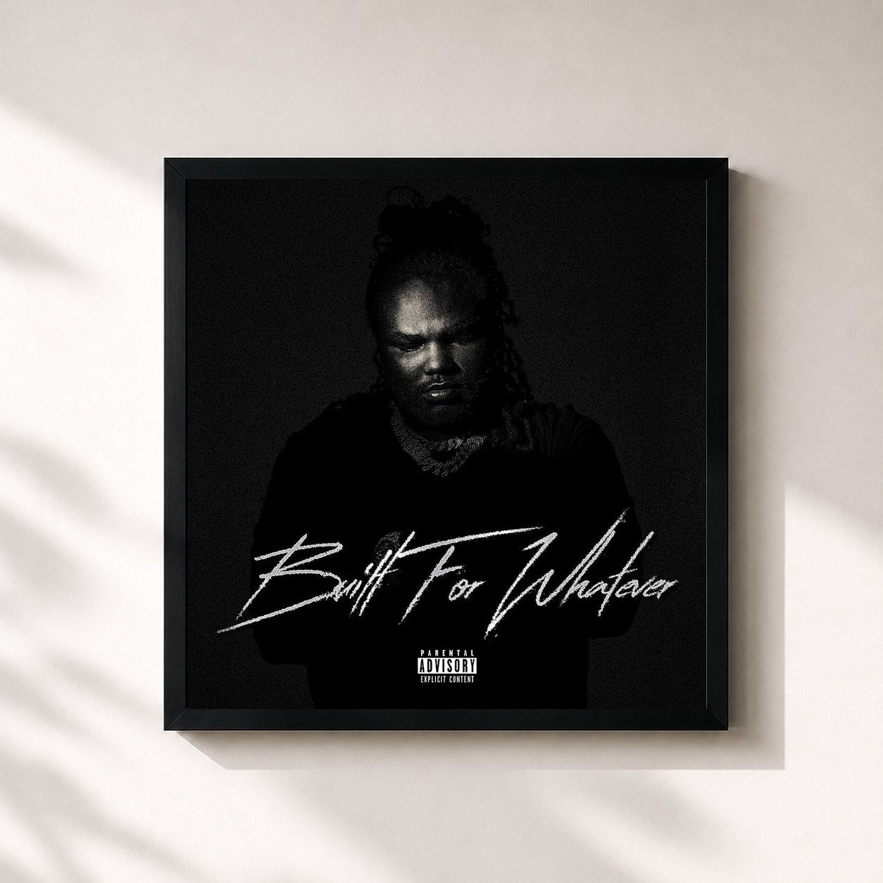 #noir Tableau carré de l'album Built For Whatever de Tee Grizzley, cadre noir 32x32 cm