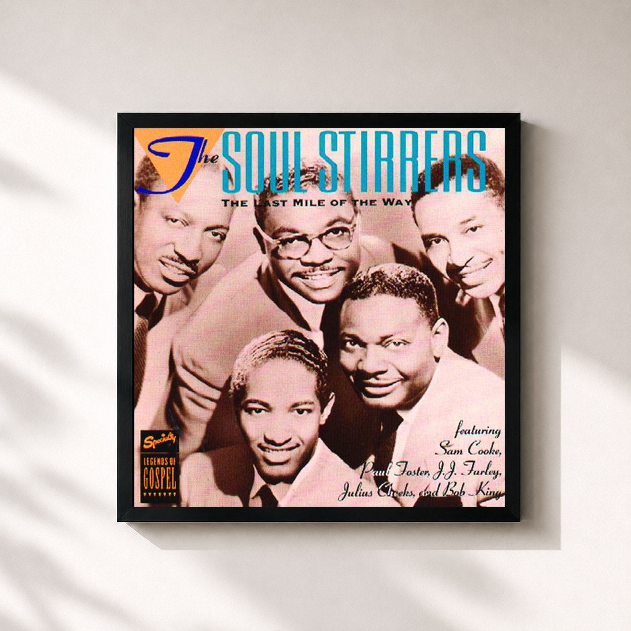 #noir Tableau carré de l'album The Last Mile Of The Way de Sam Cooke, cadre noir 32x32 cm