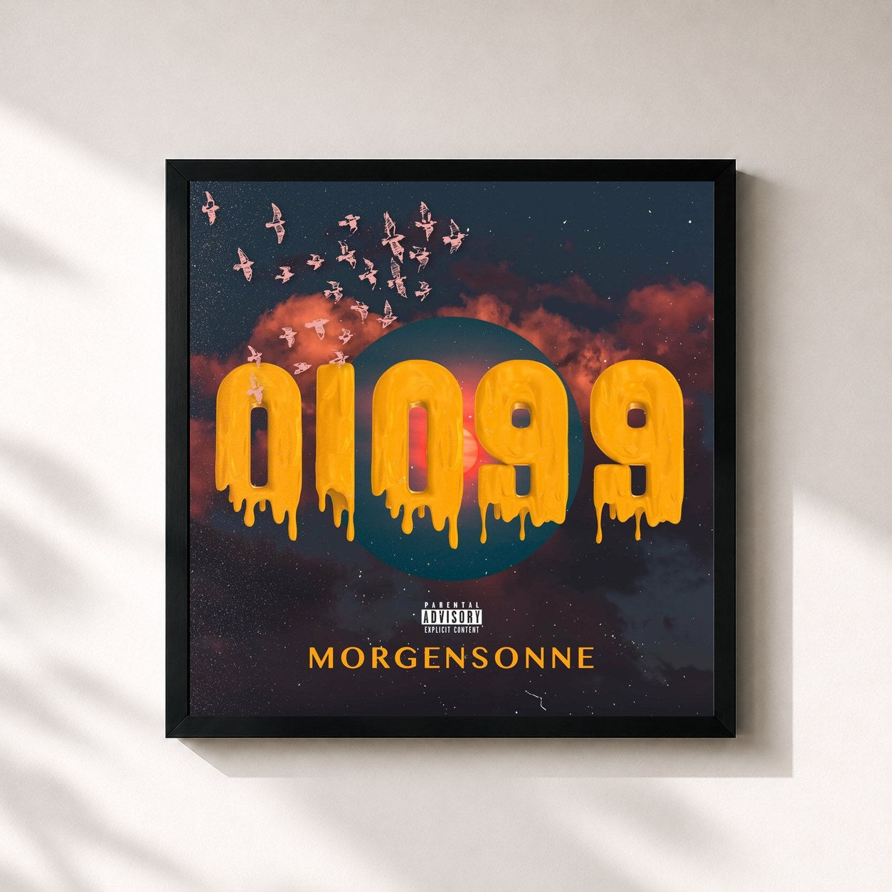 #noir Tableau carré de l'album Morgensonne de 01099, cadre noir 32x32 cm