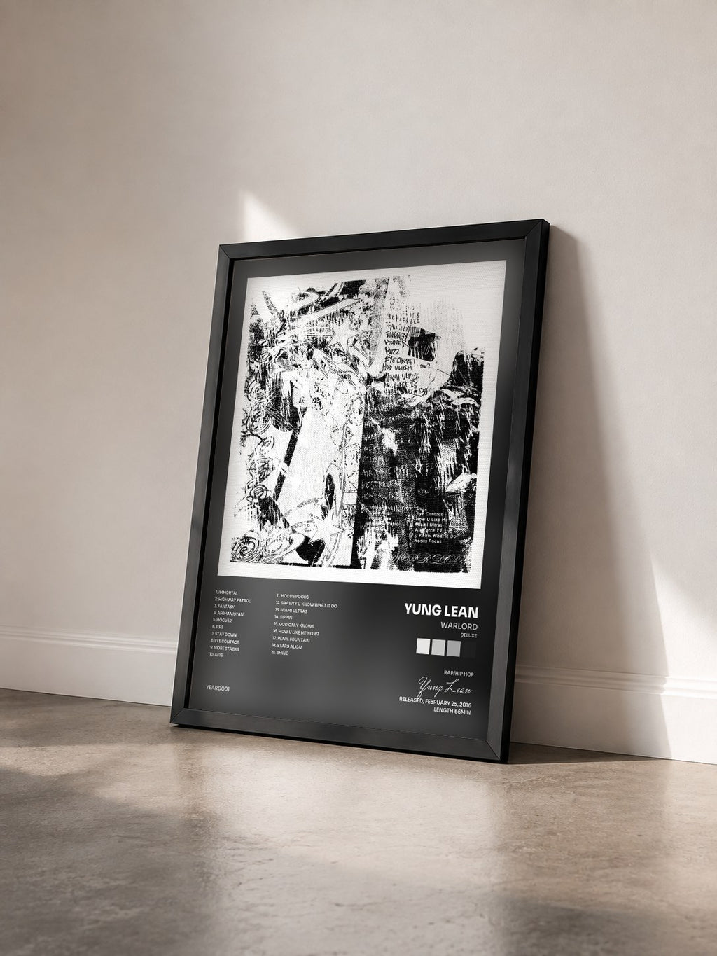 #noir Tableau de l'album Warlord (Deluxe) de Yung Lean vu de trois quarts, cadre noir