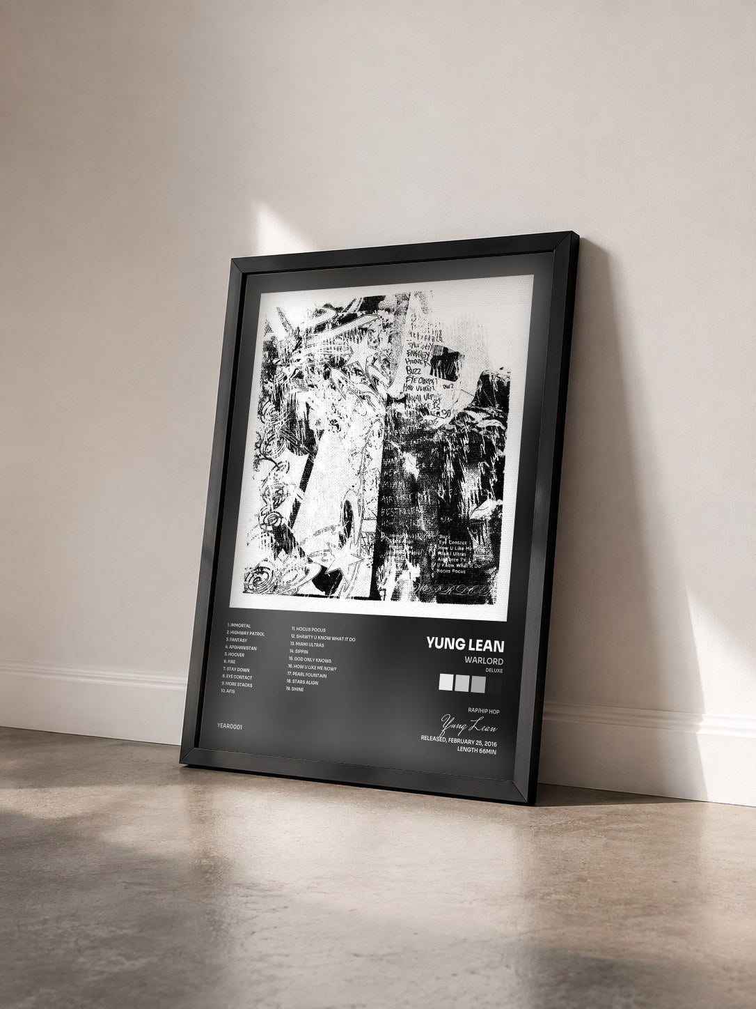 #noir Tableau de l'album Warlord (Deluxe) de Yung Lean vu de trois quarts, cadre noir