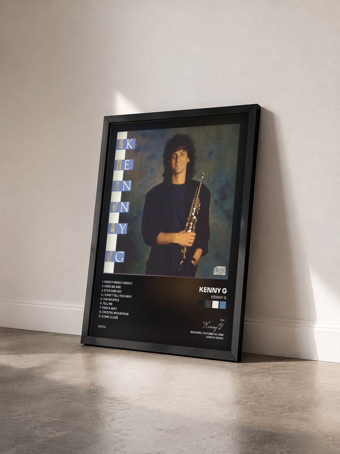 #noir Tableau de l'album Kenny G de Kenny G vu de trois quarts, cadre noir