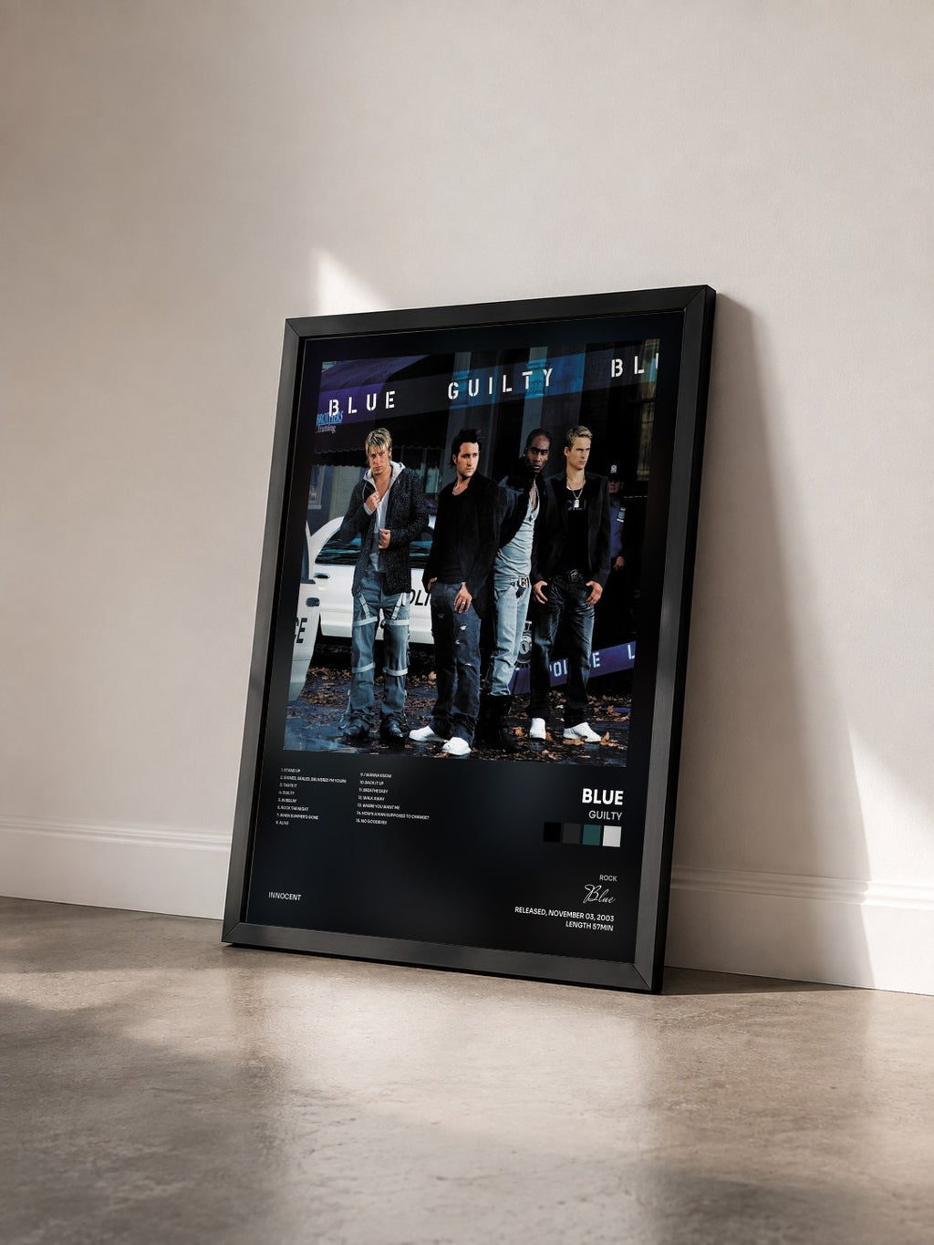 #noir Tableau de l'album Guilty de Blue vu de trois quarts, cadre noir