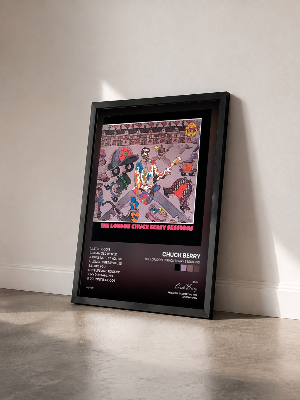 #noir The London Chuck Berry Sessions von Chuck Berry als gerahmter Kunstdruck von schräg gesehen, schwarzer Rahmen