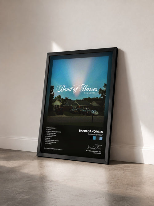 #noir Tableau de l'album Things Are Great de Band of Horses vu de trois quarts, cadre noir
